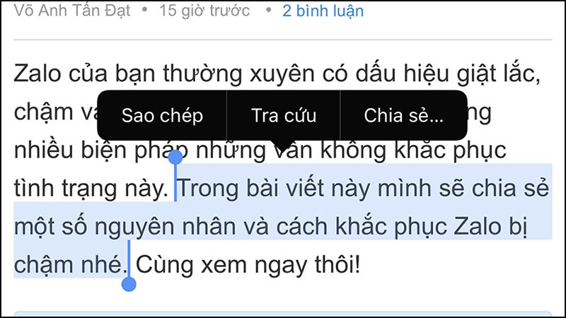 Chạm 3 lần để đánh dấu 1 câu trong văn bản